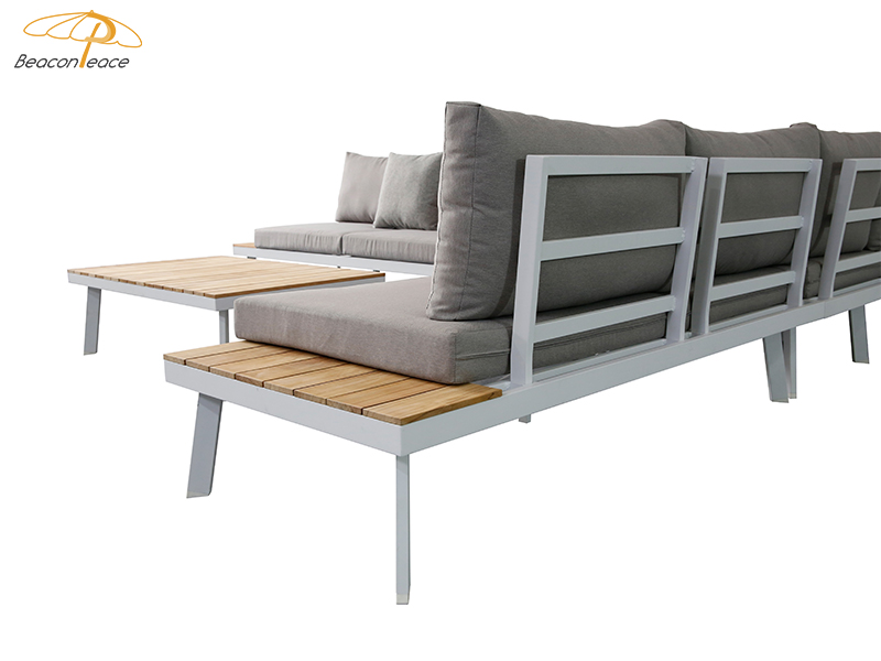 Set di divani componibili in legno e alluminio per mobili da esterno per 5 persone