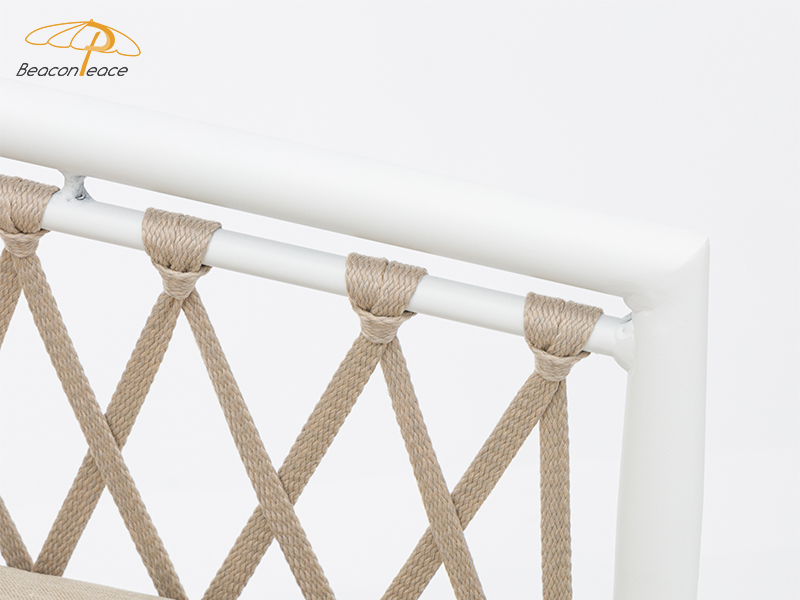 Vendita divano da esterno in corda intrecciata impermeabile con struttura in metallo