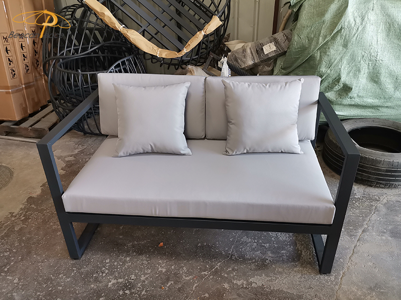 black aluminum outdoor sofa